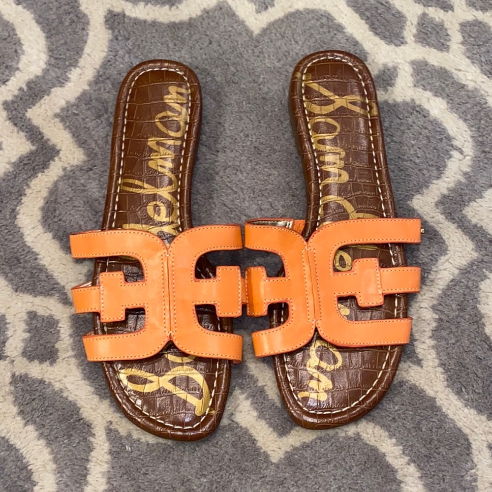 Sam Edelman Orange and Brown Slide Sandals size 8
